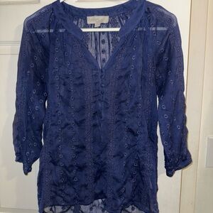 Olive & Oak Deep Blue Lace Blouse